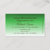 Grün glänzend modern mit Palmblättern einfach eleg Visitenkarte (Rückseite)