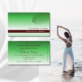 Grün glänzend modern mit Palmblättern einfach eleg Visitenkarte
