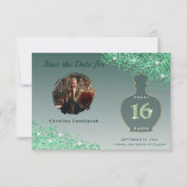 Grün Glitter Paris Duftstudio Sweet 16 Save The Date (Vorderseite)