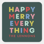 Grün Glücklich Frohe Alles Weihnachten Aufkleber (Vorderseite)