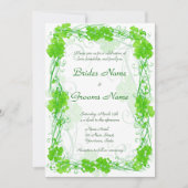 Grün-glückliches Kleeblatt Hochzeitseinladung Einladung (Vorderseite)