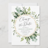 Grün Gold elegante moderne Ändern Sie das Datum Einladung (Vorderseite)