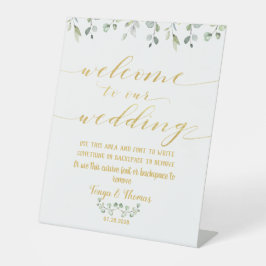 Grün & Gold Extravagante Kalligraphie Hochzeit Wil Sockelschild