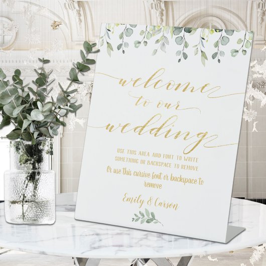 Grün & Gold Extravaganter Schriftart Kalligraphie  Sockelschild