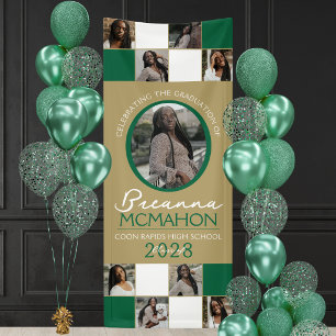 Grün & Gold Foto-Collage Abschluss Vinyl Banner
