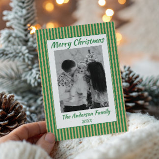 Grün-gold gestreifte Frohe Weihnachten Familienfot