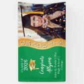Grün | Gold Glückwunschs Graduate Wave Foto Banner (Vertikal)