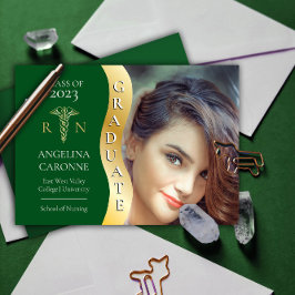 Grün |Gold Graduate Wave Caduceus RN Nursing Grad Ankündigung
