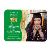 Grün | Gold Graduate Wave Grad Cap Foto Magnet (Horizontal)