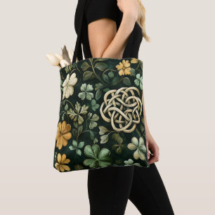 GRÜN & GOLD IRISCHE KELTISCHE KNOTENMUSTER TASCHE