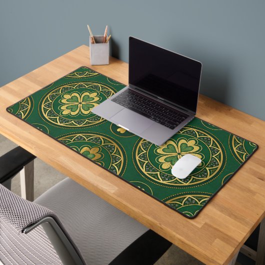 GRÜN-GOLD-IRISCHES RUNDMUSTER SCHREIBTISCHUNTERLAGE (Büro 2)