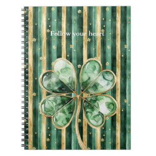 Grün Gold Shamrock Streifen Notizblock