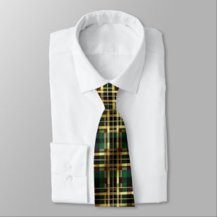 Grün-Gold-Tartan-Kariert Krawatte