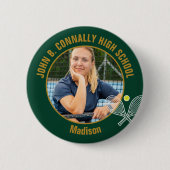 Grün Gold Tennisspieler Foto High School Button (Vorderseite)