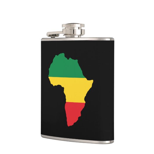 Grün, Gold u. rote Afrika-Flagge Flachmann (Links)