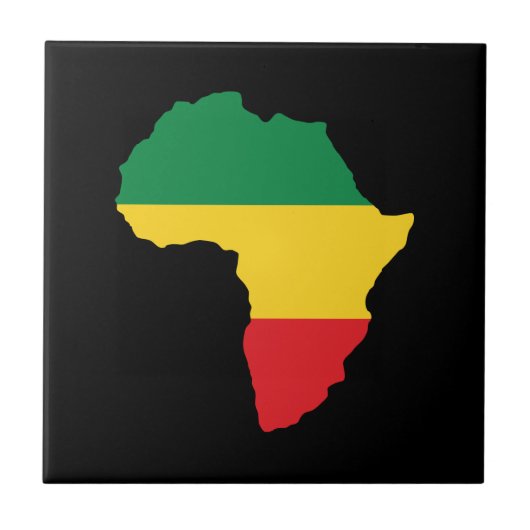 Grün, Gold u. rote Afrika-Flagge Fliese (Vorderseite)