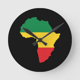 Grün, Gold u. rote Afrika-Flagge Runde Wanduhr