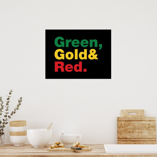 Grün, Gold und Rot. Poster (Küche)