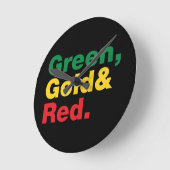 Grün, Gold und Rot. Runde Wanduhr (Winkel)