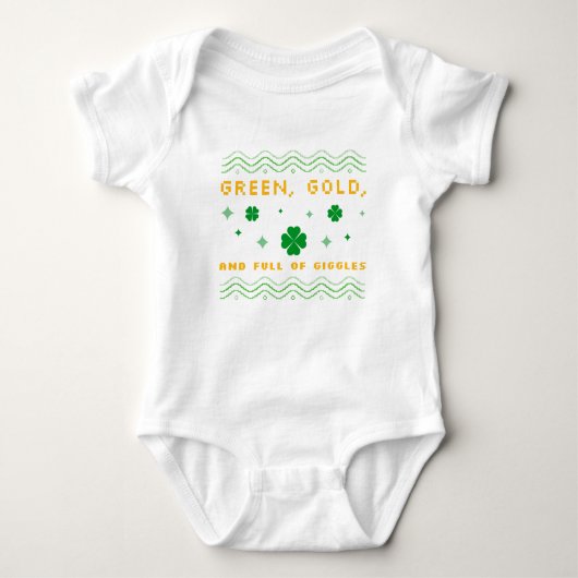 Grün, Gold und voll von Giggles St. Patrick's Day Baby Strampler (Vorderseite)