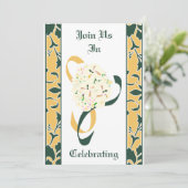 Grün, Gold und Weiß, Damaskus Einladung zur Hochze (Stehend Vorderseite)