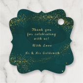 Grün & Gold, Weihnachten Hochzeit Danke Geschenkanhänger (Rückseite)