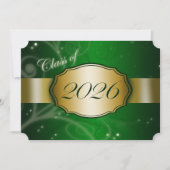 Grün-goldene Abschlussfeier 2026 Einladung (Vorderseite)