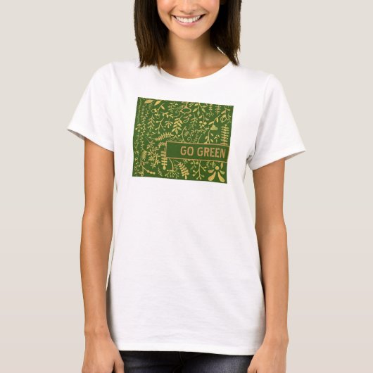 Grün, goldenes Blumenkraut T-Shirt (Vorderseite)