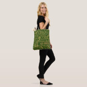 Grün, goldenes Blumenkraut Tasche (Am Model)
