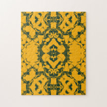 Grün-goldenes, filigranes Kaleidoskopmuster