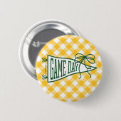 Grün-goldenes Gingham-Spieltag-Wimpel Button (Vorne & Hinten)