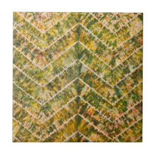 Grün-goldenes Tie-Dye-Chevron-Muster Fliese