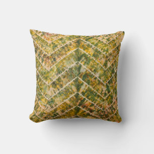 Grün-goldenes Tie-Dye-Chevron-Muster Kissen