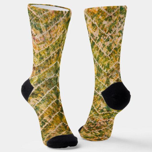 Grün-goldenes Tie-Dye-Chevron-Muster Socken (Gewinkelt)