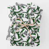 grün-grau 3 pc koordiniert Volleyballmuster Geschenkpapier Set (Beispiel)