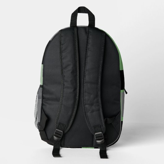 Grün & Grau Abstrakte moderne Minimalmänner hinzuf Bedruckter Rucksack (Rückseite)