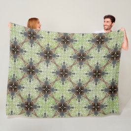Grün, Grau, Bronze, Vintage Blume Fleecedecke