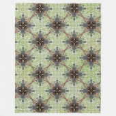 Grün, Grau, Bronze, Vintage Blume Fleecedecke (Vorderseite)