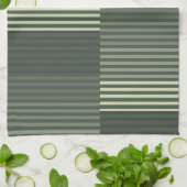 Grün, Grau, Schwarz, Creme Streifen Geschirrtuch (Gefaltet)