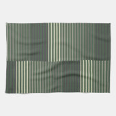 Grün, Grau, Schwarz, Creme Streifen Geschirrtuch (Horizontal)
