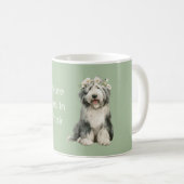 Grün Grau Weißer Hund Blumen  Kaffeetasse (VorderseiteRechts)