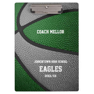 grün graue Teamfarben Basketballtrainer Name Klemmbrett