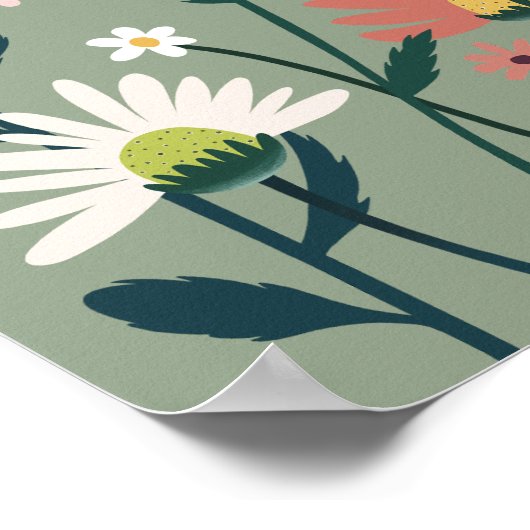 Grün Grosses Baby im Blütendusche Schild Plakat (Ecke)