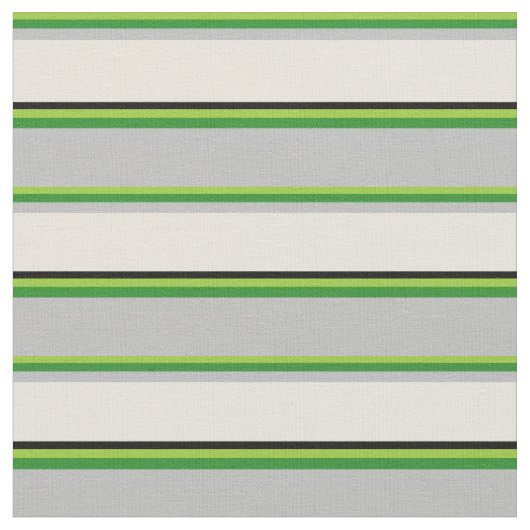 Grün, Grün, Grau, Beige und Schwarze Linien Stoff (Nahaufnahme)