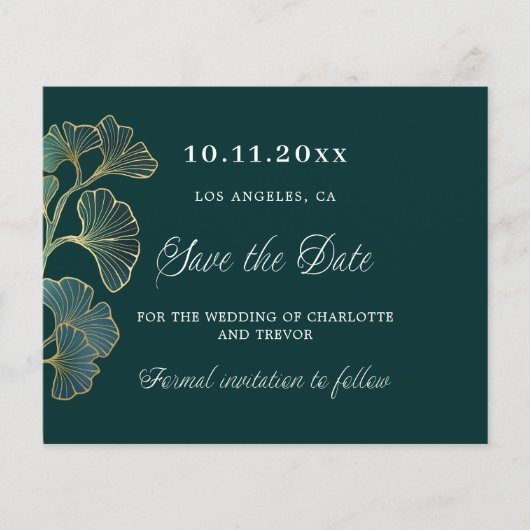 Grün grün Grün Hochzeit speichern Sie das Datum (Vorderseite)