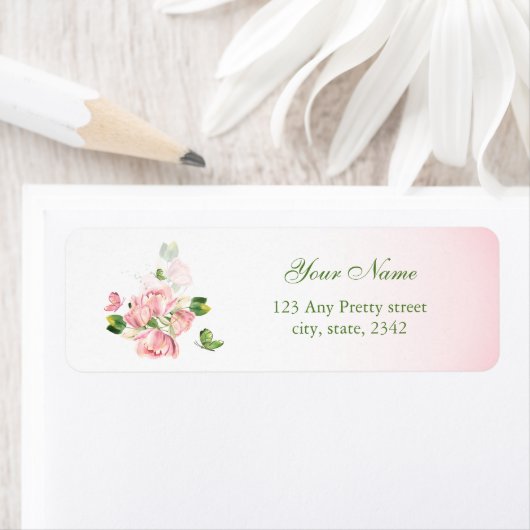 Grün grüne Blätter mit hellrosa Blume geben Adress (Insitu)