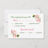 grün-grüne Blätter mit hellrosa Blume RSVP Karte (Vorderseite)