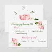 grün-grüne Blätter mit hellrosa Blume RSVP Karte (Vorne/Hinten)