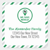 Grün haben wir gestreift bewegt quadratischer aufkleber (Vorderseite)