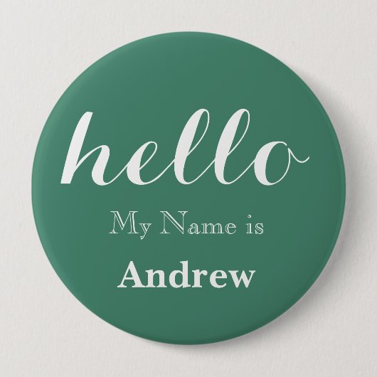 Grün Hallo Mein Name ist Name Abzeichen Button (Vorderseite)